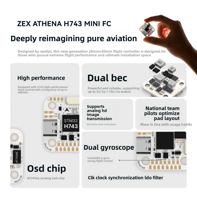 وحدة تحكم طيران صغيرة ZEX ATHE - مراجعة Betaflight Fc وسعره